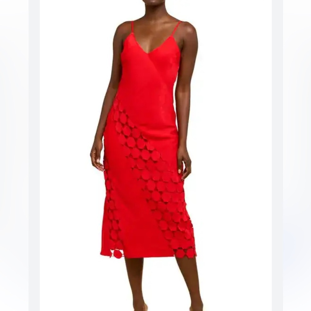CIEBON Alix Mixed Media Midi Dress Red